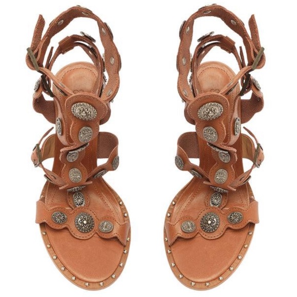 Schutz Summer Sandals Aletta Leather Stacked Heels - Picture 4 of 8